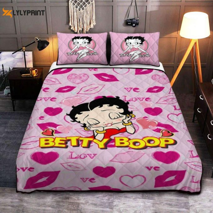 Betty Boop Kiss Love, Betty Boop Pinky Gift For Fan, Betty Boop Duvet Quilt Bedding Set 1