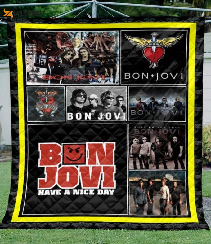 Bon Jovi Rock Band Fan Gift, Bon Jovi Have A Nice Day Quilt Blanket 1