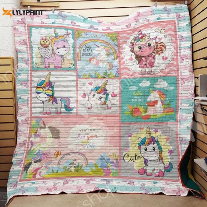 Born To Be A Unicorn 3D Customized Quilt 1