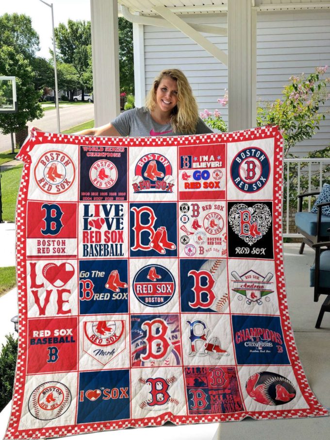 Boston Red Sox Quilt Blanket For Fans Home Decor Gift 2