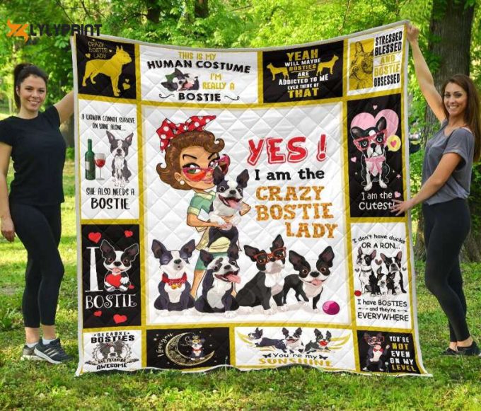 Boston Terrier Bostie Lady 3D Quilt Blanket For Fans Home Decor Gift 1