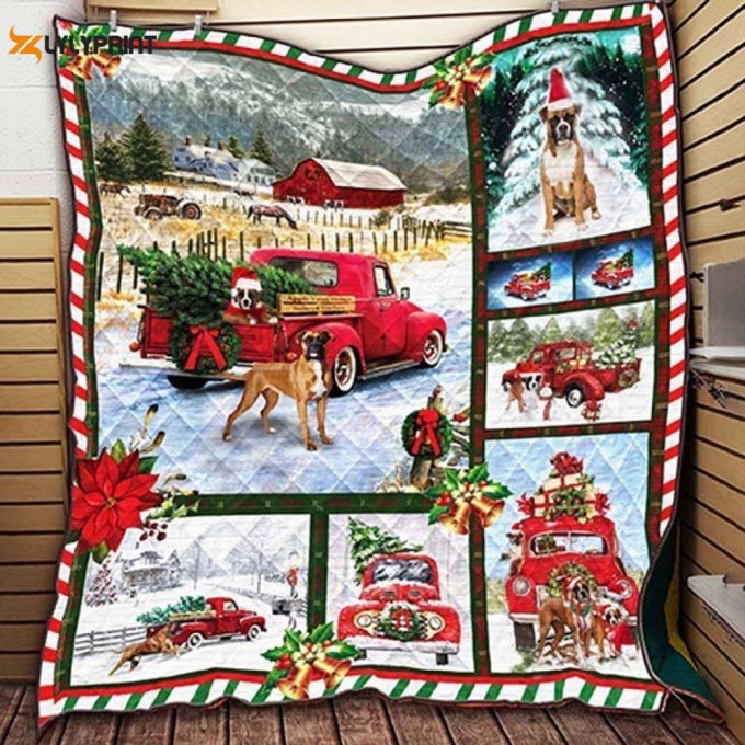 Boxer And Christmas Love Reality 3D Customized Quilt 1