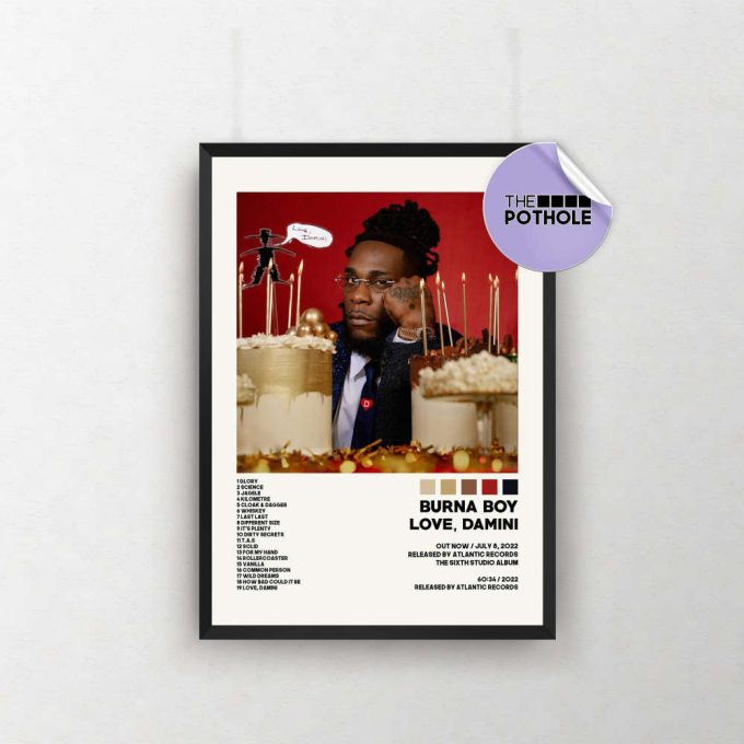 Burna Boy Posters / Love, Damini Poster, Tracklist Album Cover Poster Print Wall Art, Custom Poster, Burna Boy, Love, Damini 2