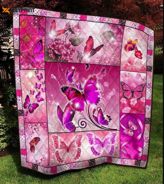 Butterfly The Pink Wings 3D Quilt Blanket For Fans Home Decor Gift 1