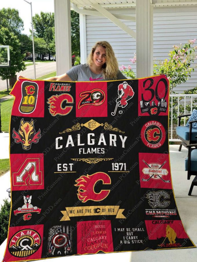 Calgary Flames 3 Quilt Blanket For Fans Home Decor Gift 2
