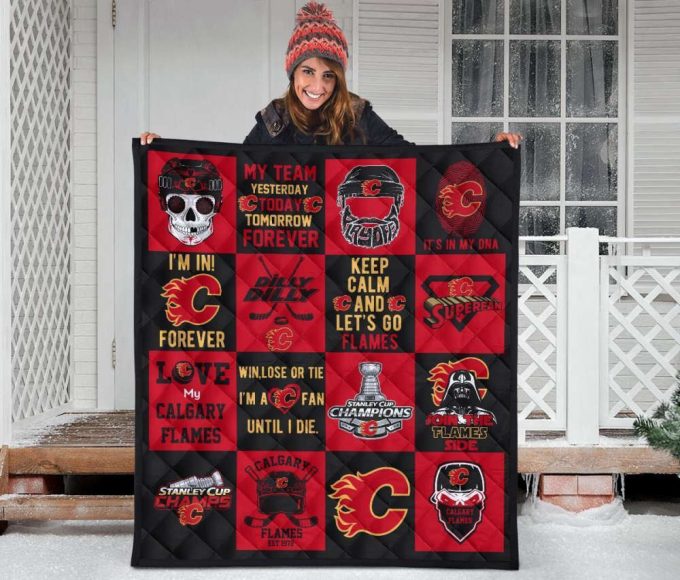 Calgary Flames 3 Quilt Blanket For Fans Home Decor Gift 3