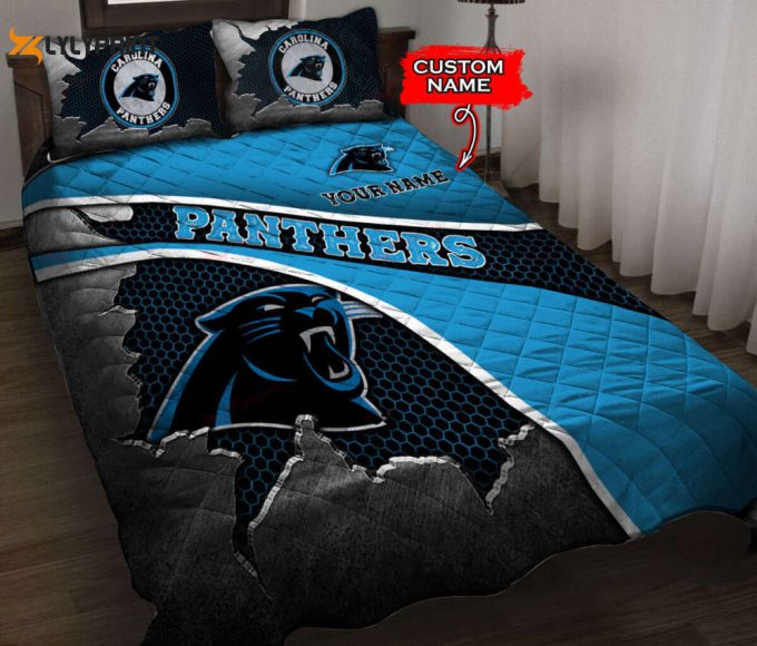 Carolina Panthers Personalized Quilt Set Bg120 1