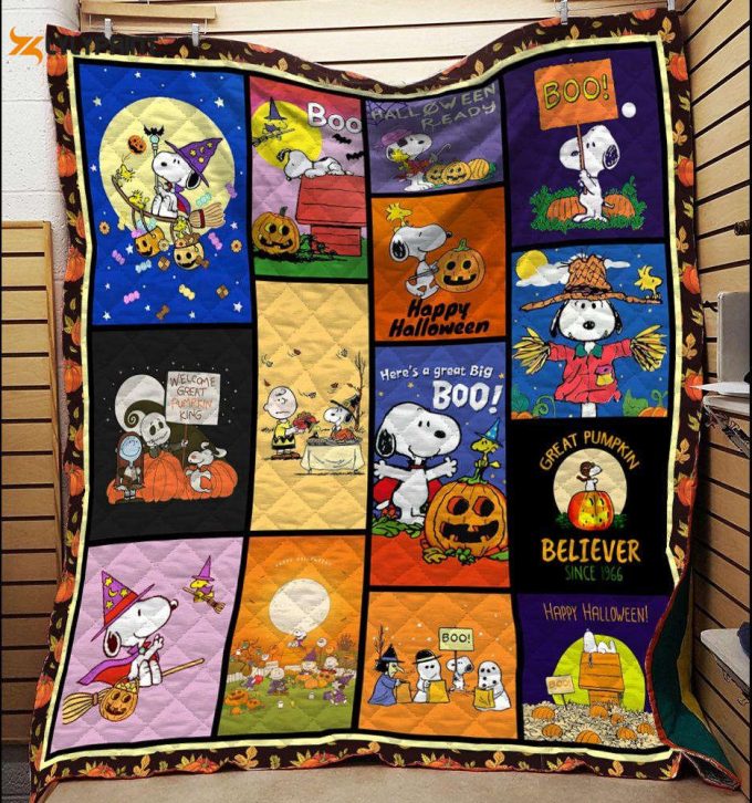 Cartoon Character Rectangle Snoopy Halloween Quilt Fleece Blanket For Fans Home Decor Gift 1