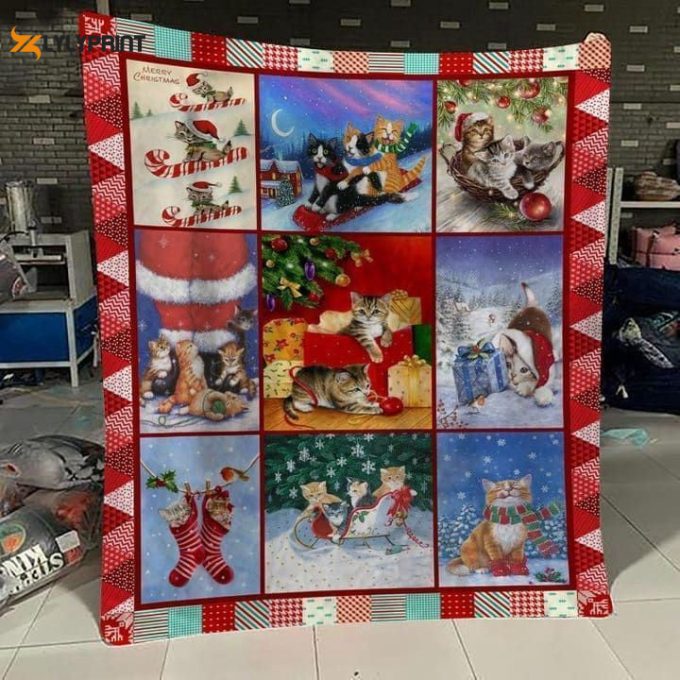 Cat Xmas Purffect 3D Customized Quilt 1