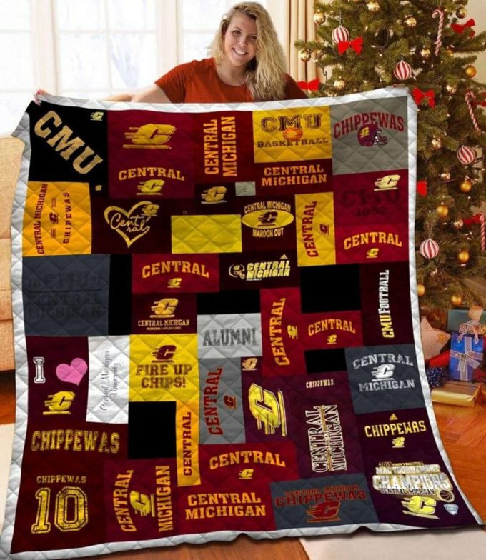 Central Michigan 2 Quilt Blanket For Fans Home Decor Gift 3