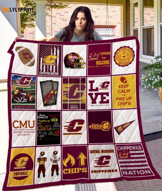 Central Michigan 4Quilt Blanket For Fans Home Decor Gift 1