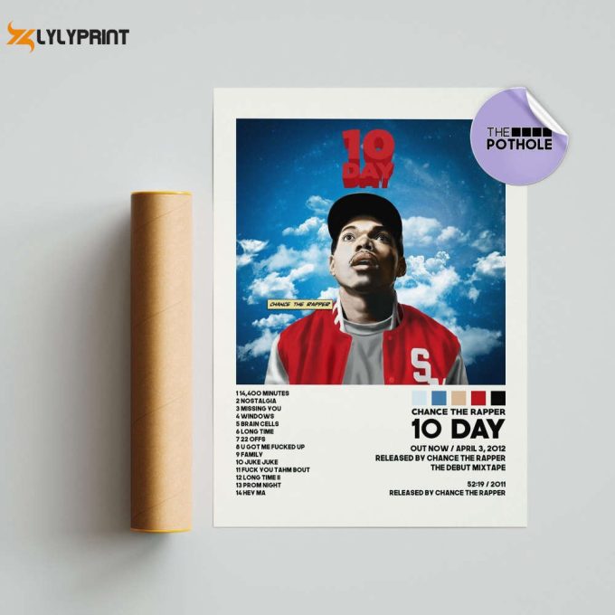 Chance The Rapper Posters / 10 Day Poster, Tracklist Album Cover Poster, Custom Poster, Chance The Rapper, Acid Rap, Coloring Book 1
