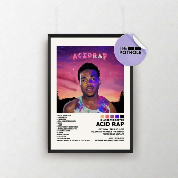 Chance The Rapper Posters / Acid Rap Poster, Tracklist Album Cover Poster, Custom Poster, Chance The Rapper, Acid Rap, Coloring Book 2