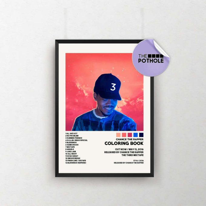 Chance The Rapper Posters / Coloring Book Poster, Tracklist Album Cover Poster, Print Wall Art, Custom Poster, Chance The Rapper, Acid Rap 2