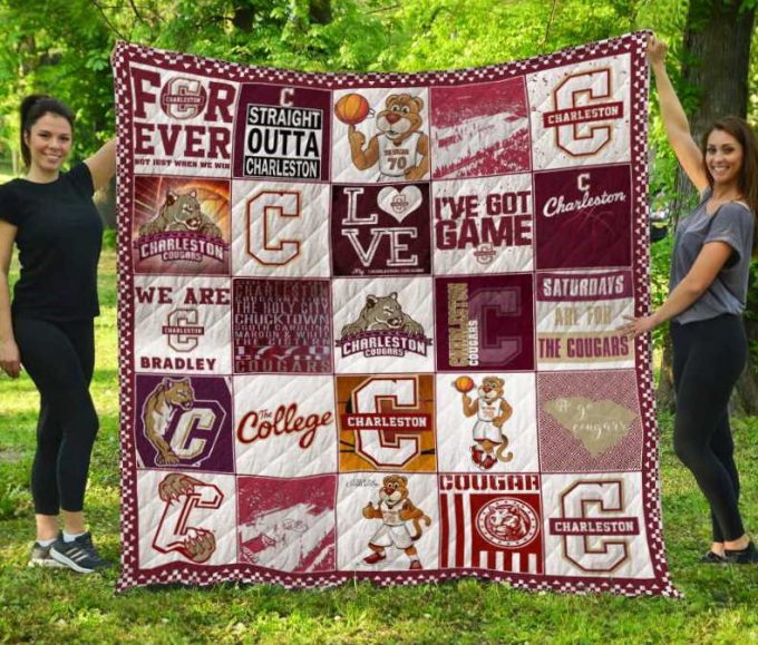 Charleston Cougars Quilt Blanket For Fans Home Decor Gift 2