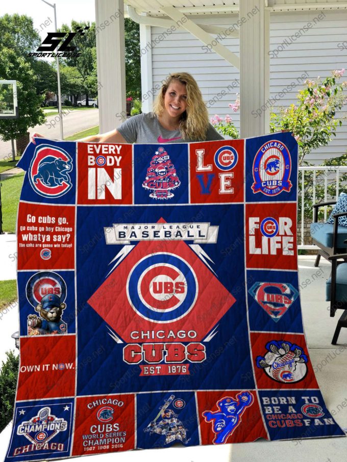 Chicago Cubs 1 Quilt Blanket For Fans Home Decor Gift 3