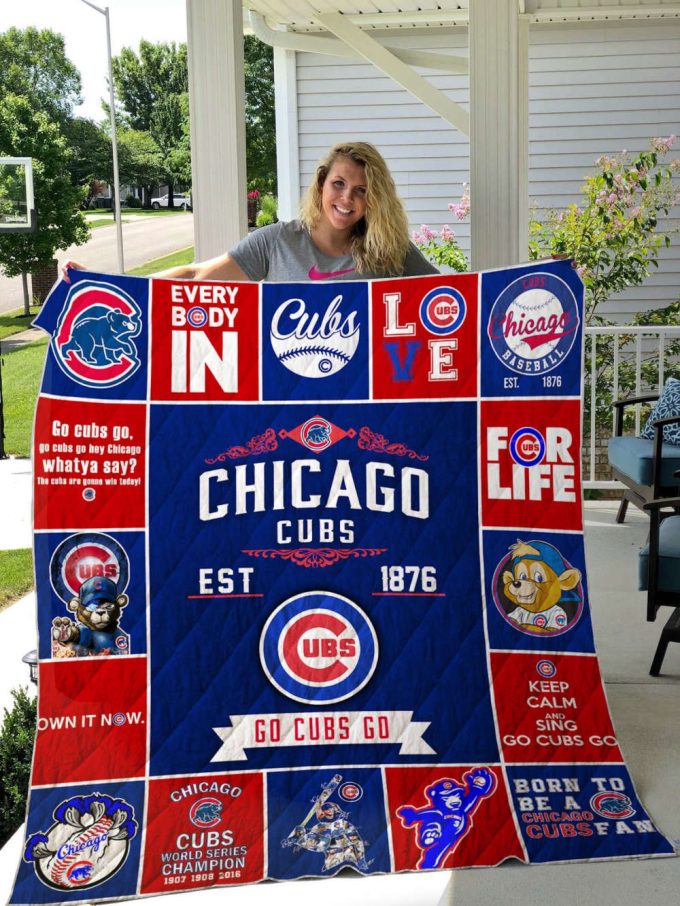 Chicago Cubs 2 Quilt Blanket For Fans Home Decor Gift 2
