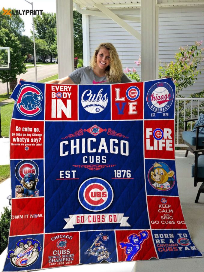 Chicago Cubs 2 Quilt Blanket For Fans Home Decor Gift 1