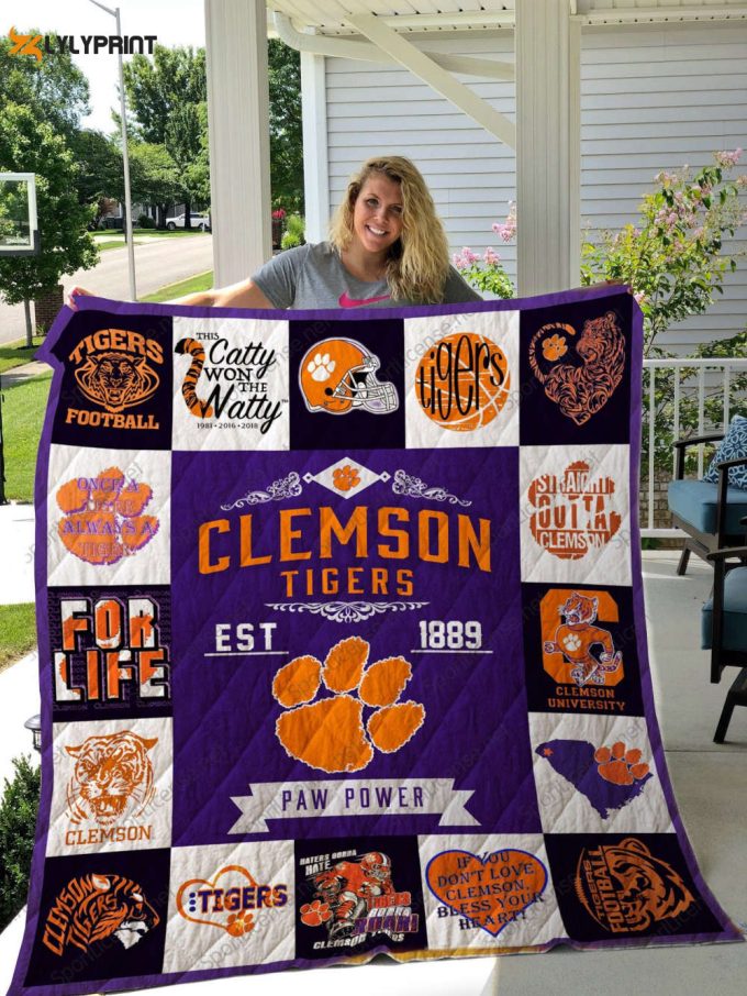 Clemson Tigers 3 Quilt Blanket For Fans Home Decor Gift 1