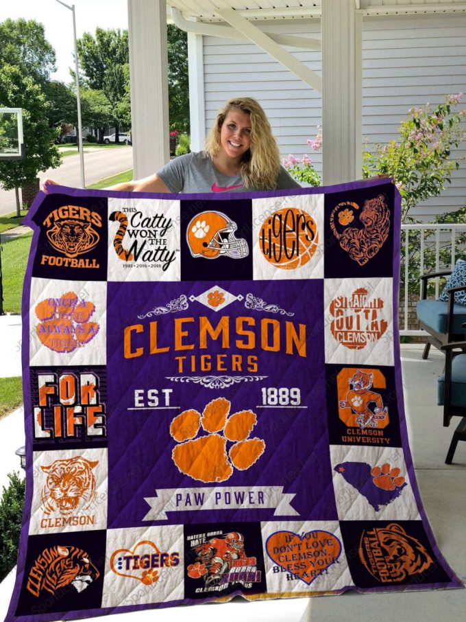 Clemson Tigers 3 Quilt Blanket For Fans Home Decor Gift 2