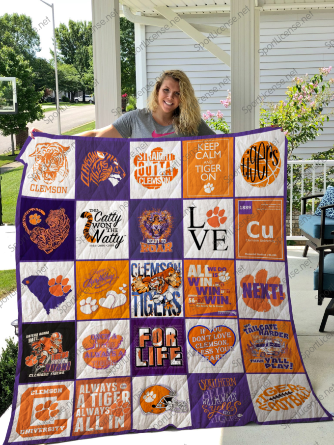 Clemson Tigers 4 Quilt Blanket For Fans Home Decor Gift 2