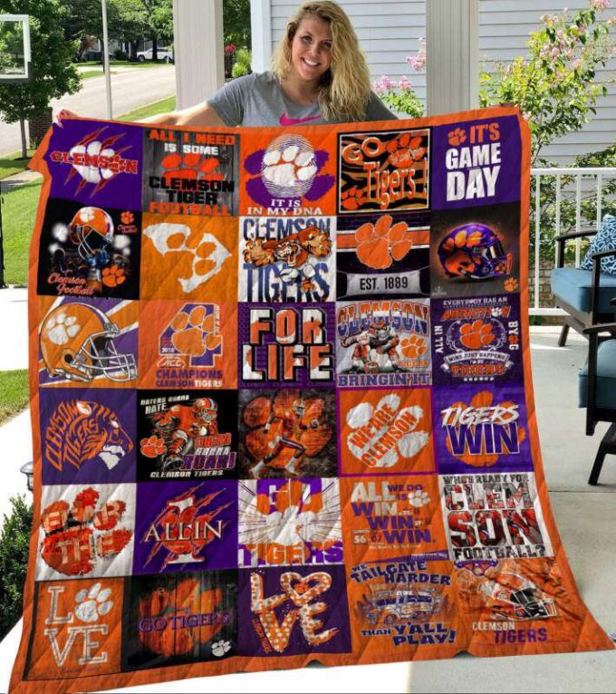 Clemson Tigers Quilt Blanket For Fans Home Decor Gift 2