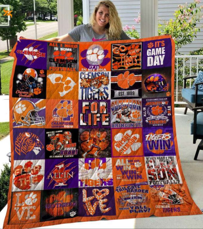 Clemson Tigers Quilt Blanket For Fans Home Decor Gift 1