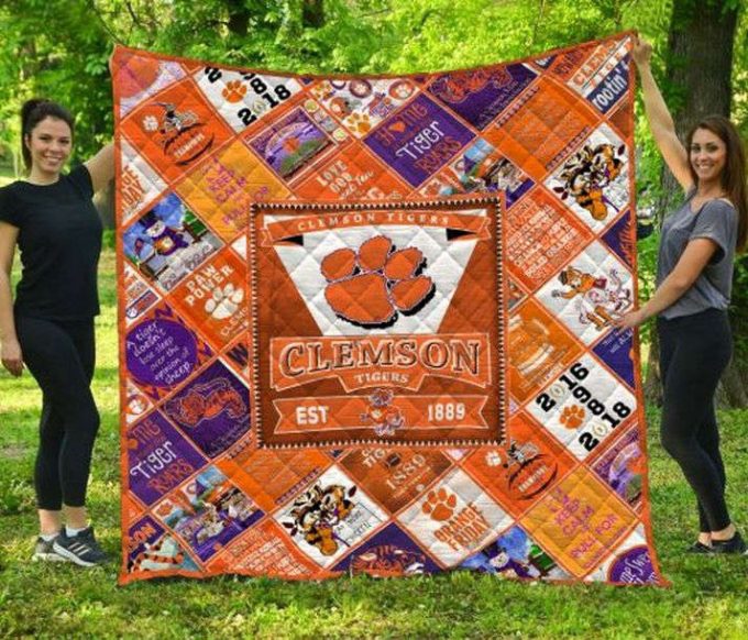 Clemson Tigers Quilt Blanket For Fans Home Decor Gift 2