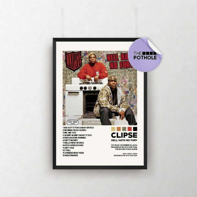 Clipse Posters / Hell Hath No Fury Poster / Clipse, Hell Hath No Fury / Album Cover Poster / Tracklist Poster, Custom Poster 2