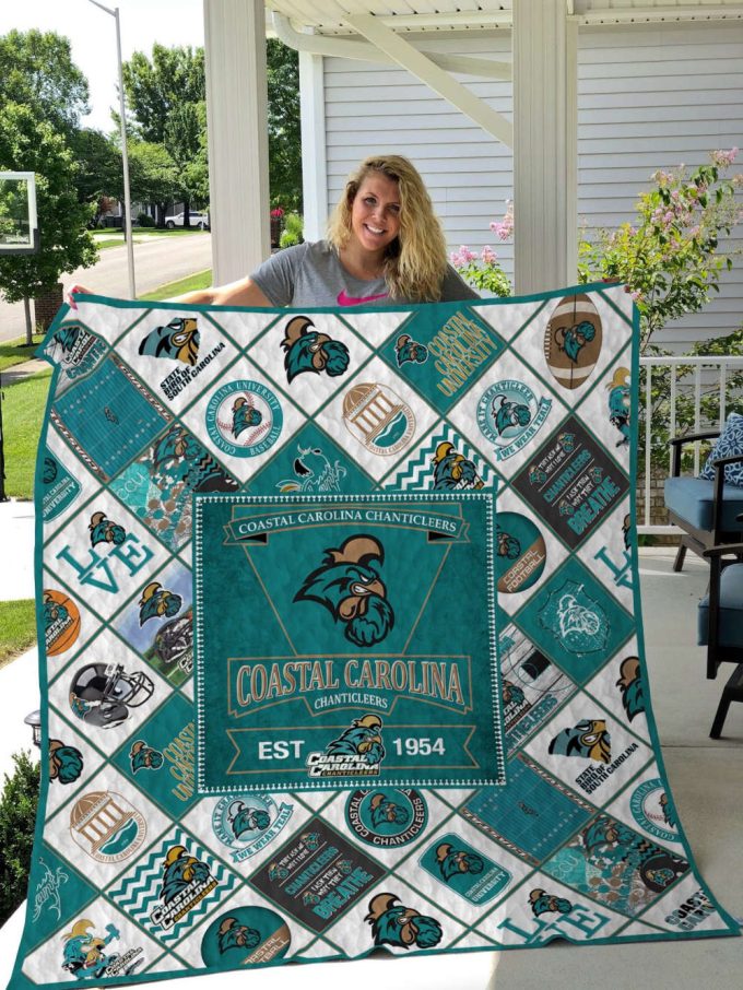 Coastal Carolina Chanticleers 2 Quilt Blanket For Fans Home Decor Gift 2