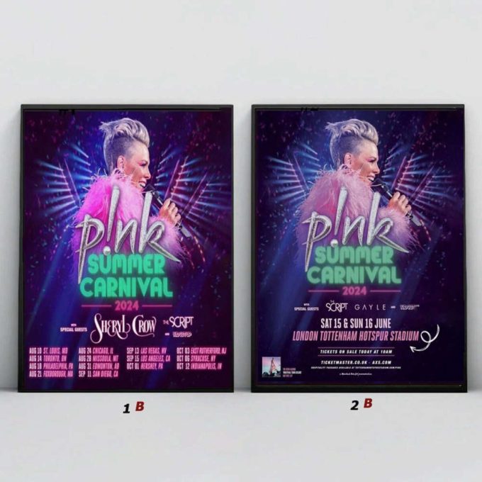 Custom Pink Tour Summer Carnival 2024 Poster Canvas, P!Nk Tour 2024 Poster Canvas, Home Decor, Wall Decor, Gift Ideas, Music Album Fan 2