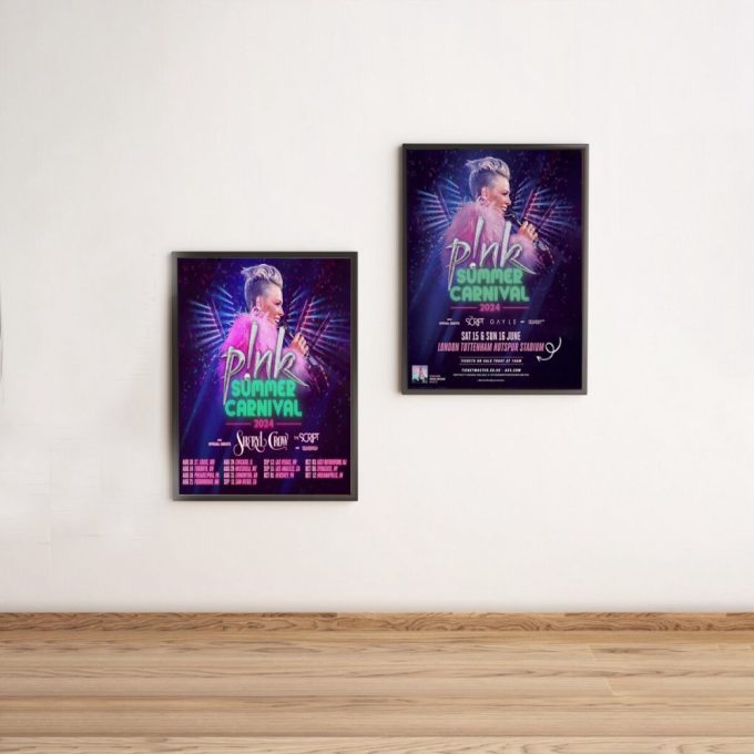 Custom Pink Tour Summer Carnival 2024 Poster Canvas, P!Nk Tour 2024 Poster Canvas, Home Decor, Wall Decor, Gift Ideas, Music Album Fan 3