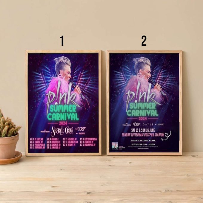 Custom Pink Tour Summer Carnival 2024 Poster Canvas, P!Nk Tour 2024 Poster Canvas, Home Decor, Wall Decor, Gift Ideas, Music Album Fan 4