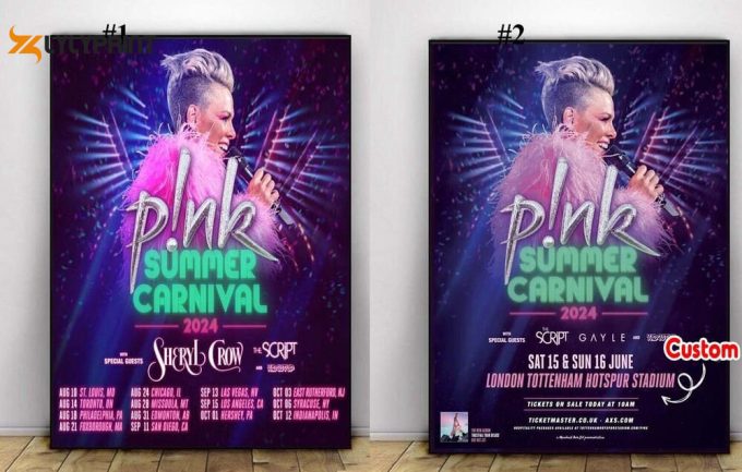 Custom Pink Tour Summer Carnival 2024 Poster Canvas, P!Nk Tour 2024 Poster Canvas, Home Decor, Wall Decor, Gift Ideas, Music Album Fan 1