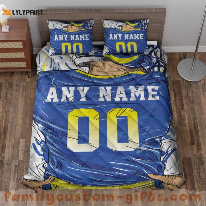 Custom Quilt Sets Los Angeles Jersey Personalized Football Premium Quilt Bedding For Boys Girls Men Women 1
