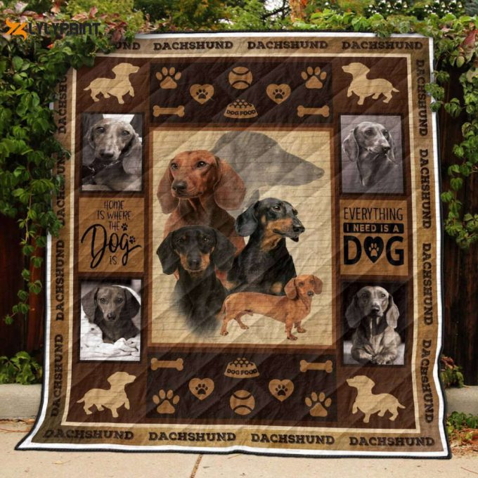 Dachshund Awesome 3D Customized Quilt 1