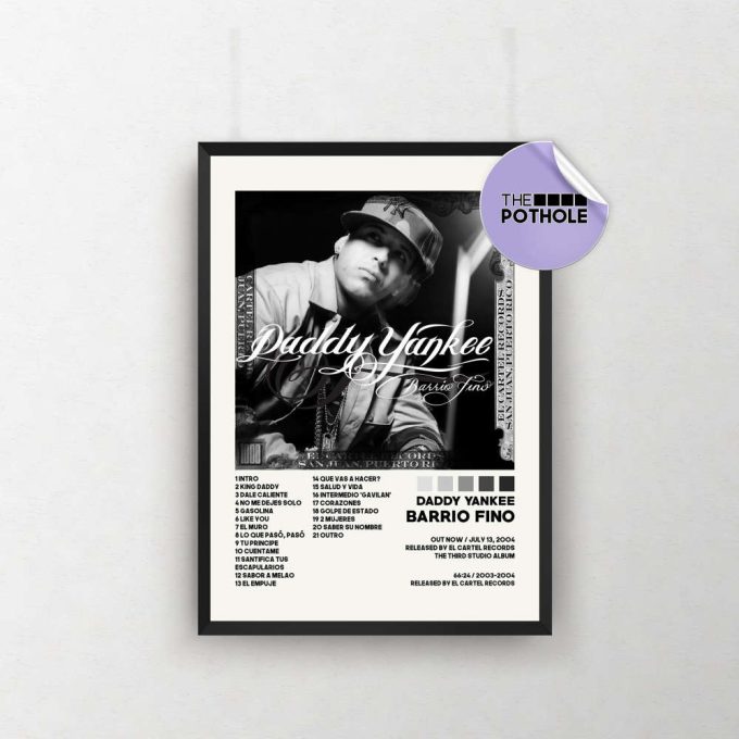 Daddy Yankee Posters / Barrio Fino Poster, Tracklist Poster, Album Cover Poster, Print Wall Art, Custom Poster, Daddy Yankee, Barrio Fino 2