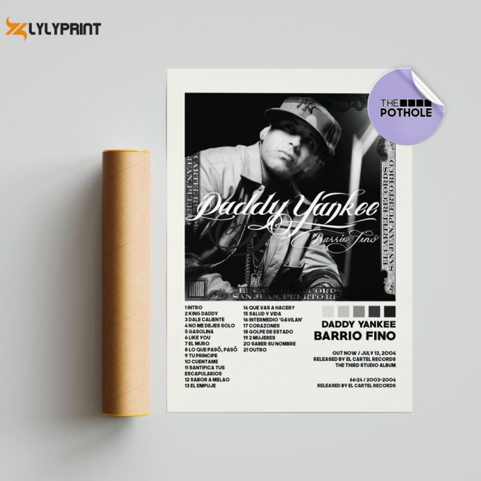Daddy Yankee Posters / Barrio Fino Poster, Tracklist Poster, Album Cover Poster, Print Wall Art, Custom Poster, Daddy Yankee, Barrio Fino 1