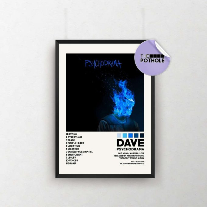 Dave Posters | Psychodrama Poster | Dave, Psychodrama, Tracklist Album Cover Poster / Album Cover Poster Print Wall Art 2