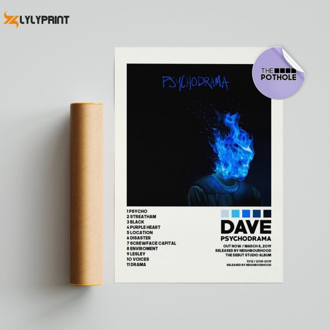 Dave Posters | Psychodrama Poster | Dave, Psychodrama, Tracklist Album Cover Poster / Album Cover Poster Print Wall Art 1