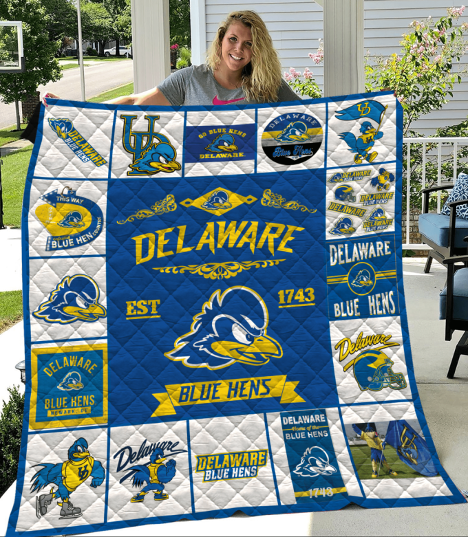 Delaware Blue Hens Quilt Blanket For Fans Home Decor Gift 2