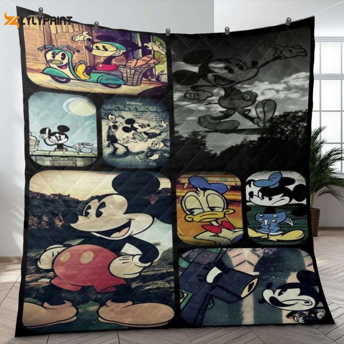 Disney Mickey Mouse Gift For Fan, Funny Mickey Mouse And Friends Quilt Blanket For Fans Home Decor Gift 1