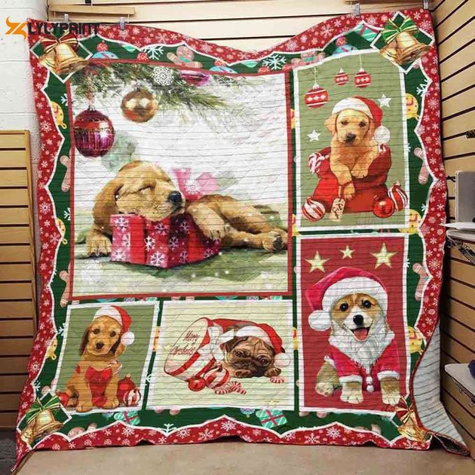 Dog Christmas 3D Customized Quilt 1