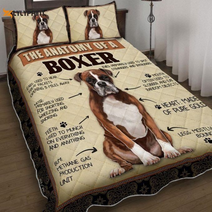 Dog Lovers The Anatomy Of A Boxer Quilt Bedding Set 1