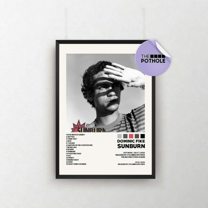 Dominic Fike Posters / Sunburn Poster/ Album Cover Poster / Tracklist Poster Print Wall Art, Custom Poster, Home Decor, Sunburn 2