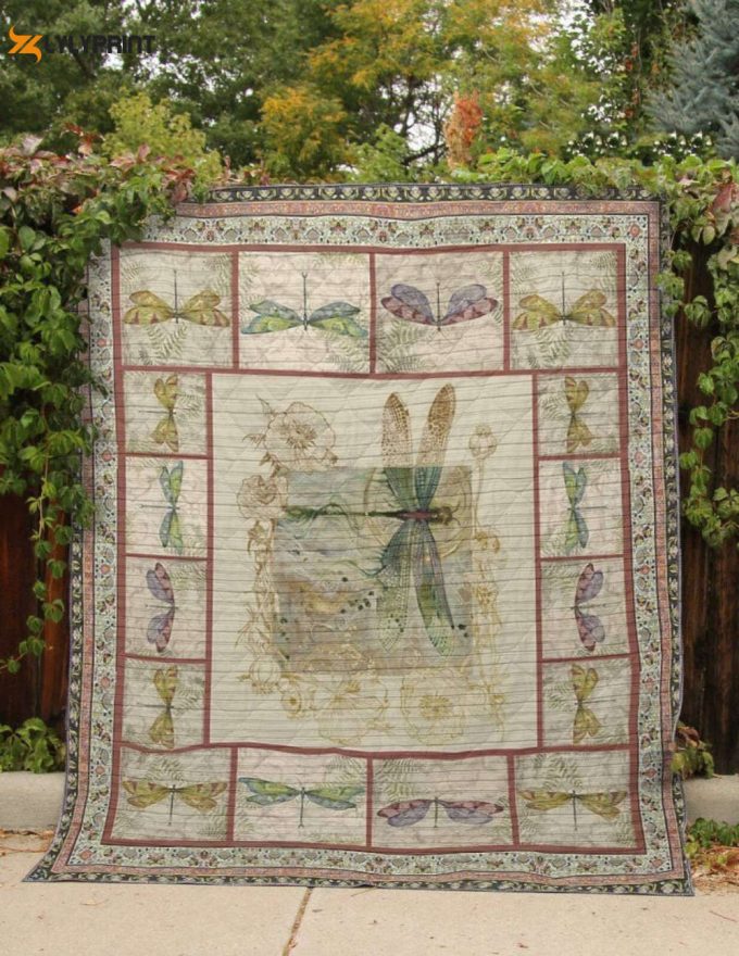 Dragonfly Vintage 3D Customized Quilt 1