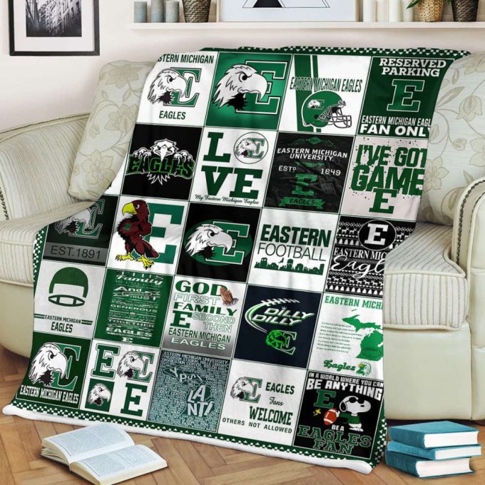 Eastern Michigan 2 Quilt Blanket For Fans Home Decor Gift 2