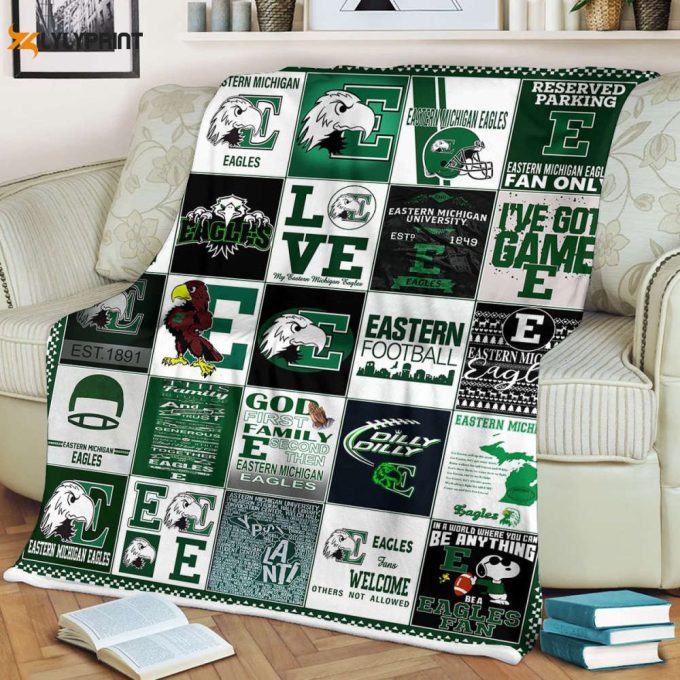 Eastern Michigan 2 Quilt Blanket For Fans Home Decor Gift 1