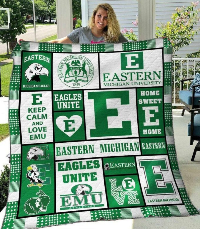 Eastern Michigan 3 Quilt Blanket For Fans Home Decor Gift 2