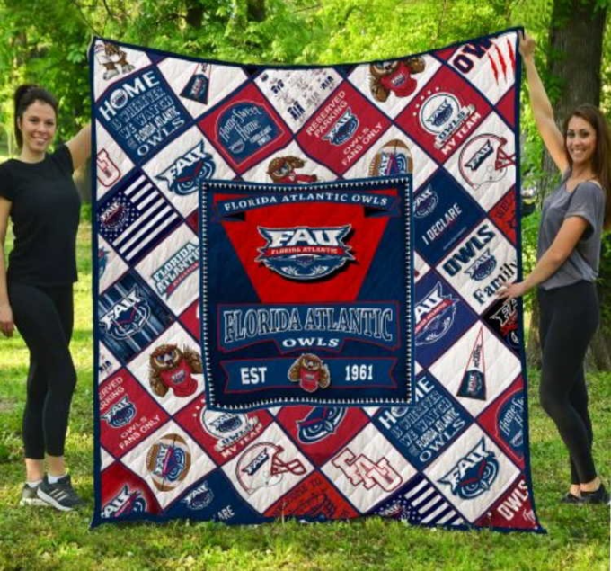 Florida Atlantic Owls 2 Quilt Blanket For Fans Home Decor Gift 2